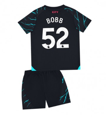Manchester City Oscar Bobb #52 Tredjeställ Barn 2023-24 Kortärmad (+ Korta byxor)